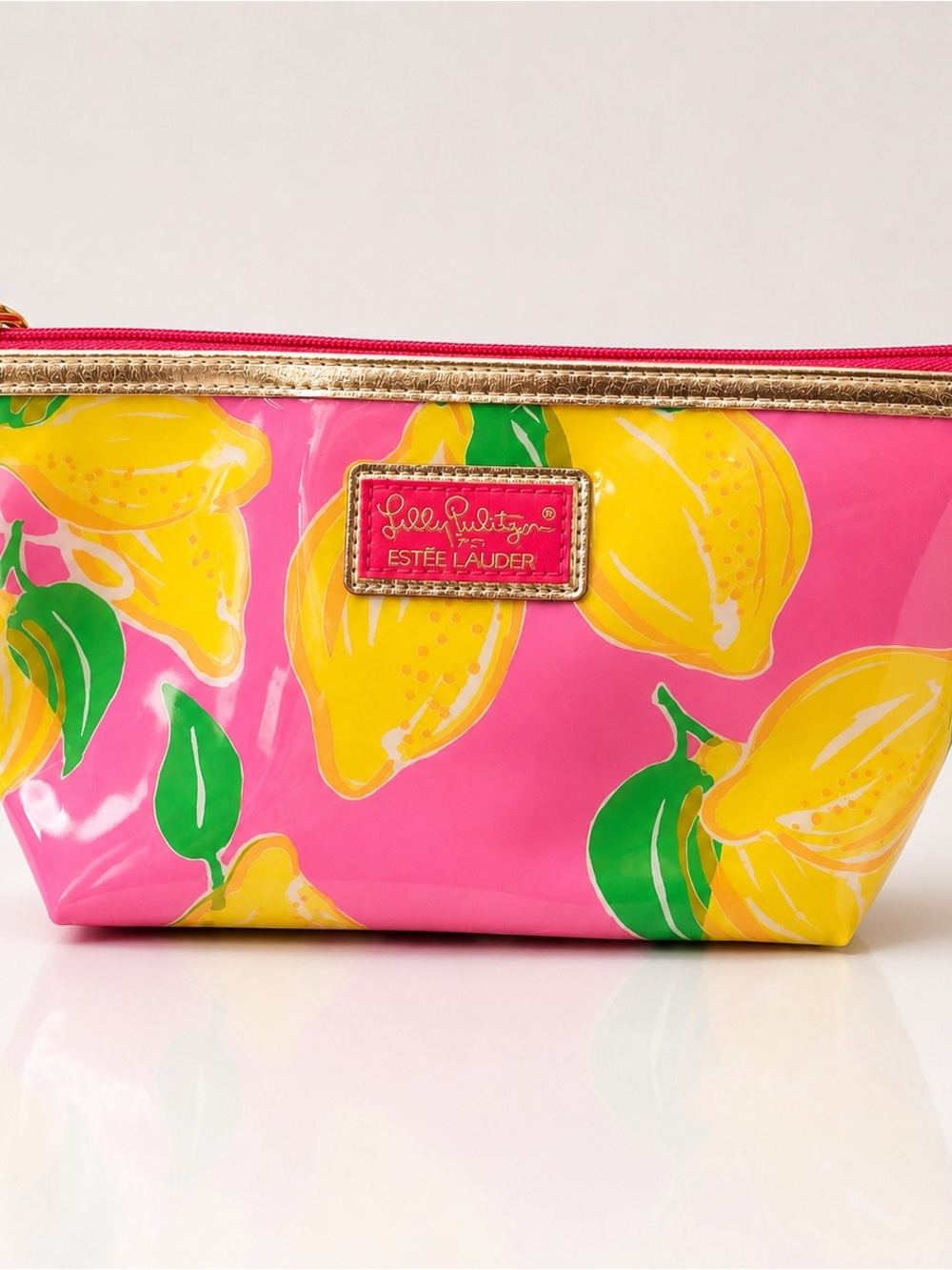 Lilly Pulitzer for Estée Lauder Hot Pink And Yellow Lemons Make Up Bag New - Picture 6 of 6